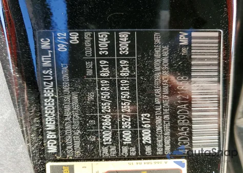 2013 Mercedes-Benz Ml 350 z USA, uszkodzony, nr VIN 4JGDA5JB9DA121858